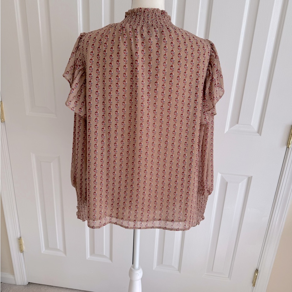 Women's Ruffled Blouse - Pink Pattern - Picture 3 of 10